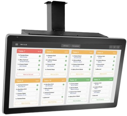 Monitor de gestão de cozinha - visualização de pedidos por mesa